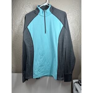 Noble Outfitters Womens Gray Aqua Raglan Sleeve Activewear Shell 1/4 Zip Size XL